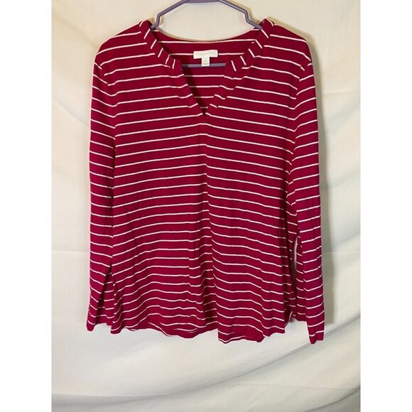 Charter Club Womens Cotton Circle Trim T Shirt Red Size Small